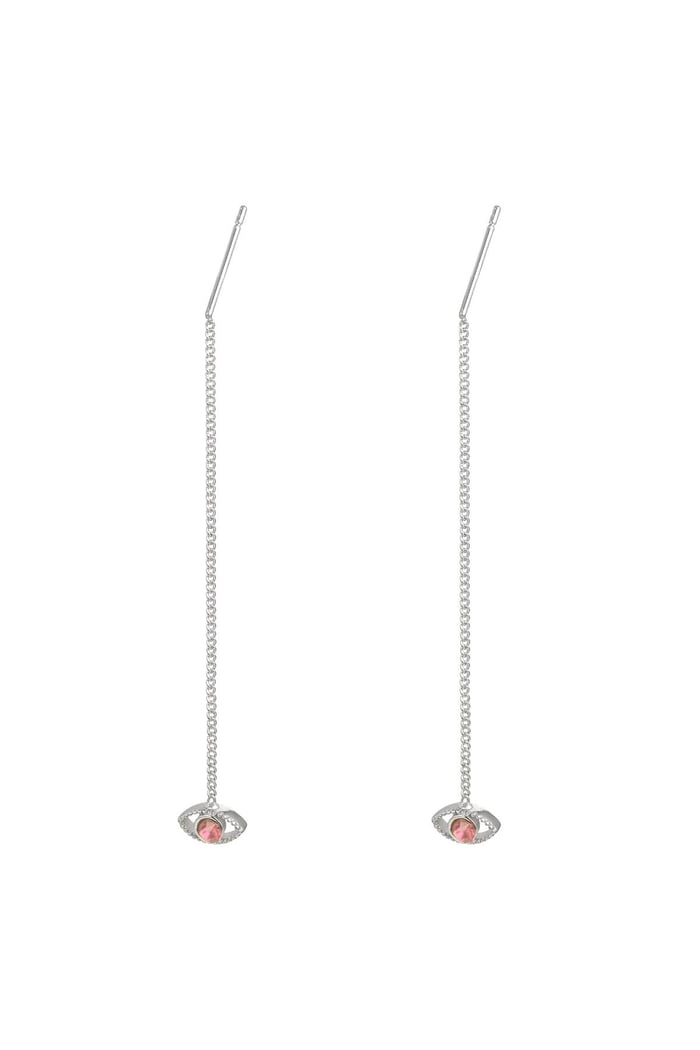 Earrings Chained Eye Silver Color Copper 